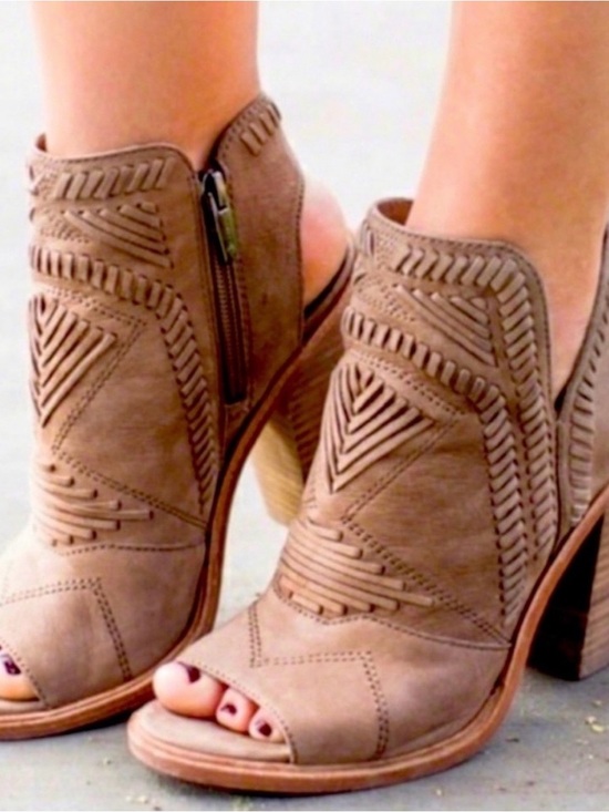 Vince Camuto Shoes - Vince Camuto Taupe Peep-Toe Ankle Booties